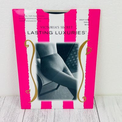 NEW Victoria's Secret Lasting Luxuries Control Top Pantyhose DEEP NAVY SMALL